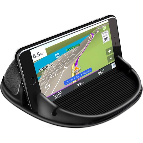 Biltelefonholder - Silikonmatte for dashbord, sklisikkert stativ for iPhone, Samsung & Android (Svart)