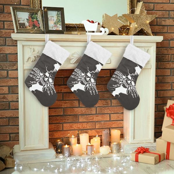 Julklapp, personliga julklappsstrumpor 2-pack Skalle Skelett Rolig Grunge Stil Svart 18 tum Julstrumpor Hängande Ornament Ka