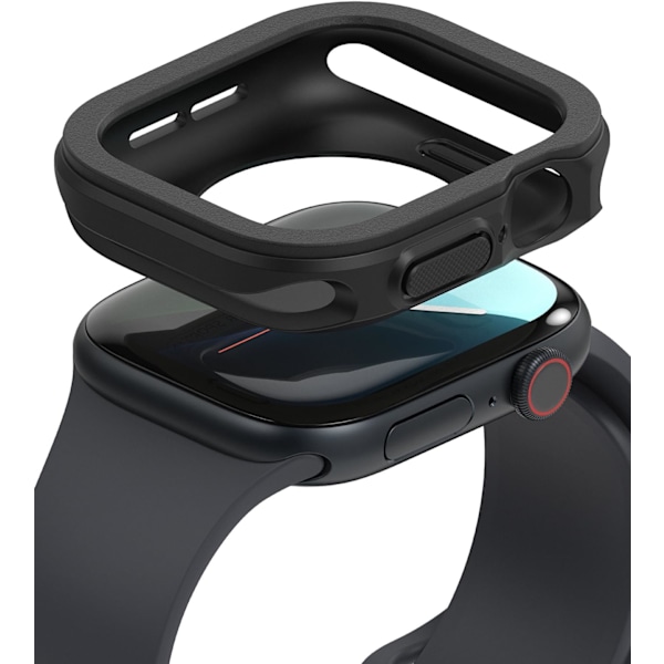 Air Sports [Skräddarsydda Utskärningar] Kompatibel med Apple Watch Series 10 Skal (46mm) Mjuk Flexibel Stötfångare Lättviktigt Slim TPU Skydd för Kvinnor, Män - Svart