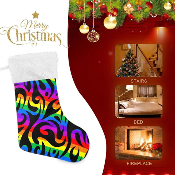 Julklapp, personliga julklappsstrumpor 2-pack Regnbåge Elddrake Klotter 45,7 cm Julstrumpor Hängande Ornament Eldstad för