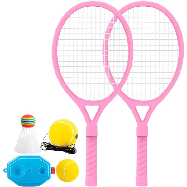 Tennis Träning Rebounder | Tennis Racket Interaktivt Leksak med String Boll, Skicklighet Förbättring, Tether Tennis Spel Träning Utrustning för Nybörjare Rosa
