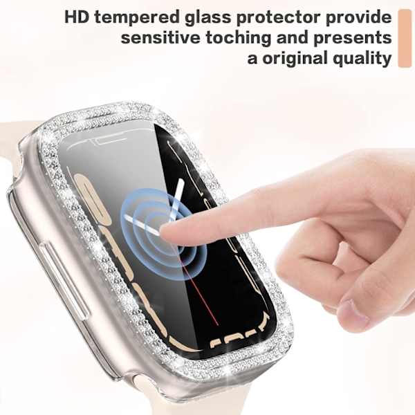 Bling-etui kompatibelt med Apple Watch Series 8 Series 7 45mm hærdet