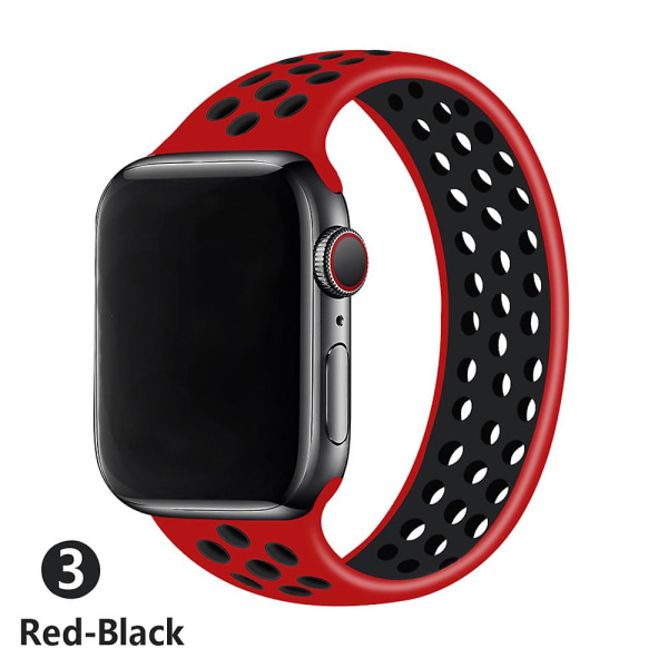 Solo Loop-rem för Apple Watch Band 44mm 40mm 38mm 42mm Andas Silikon Elastiskt bälte Armband Band Iwatch Series 3 4 5 Se 6 red black 42mm or 44mmS
