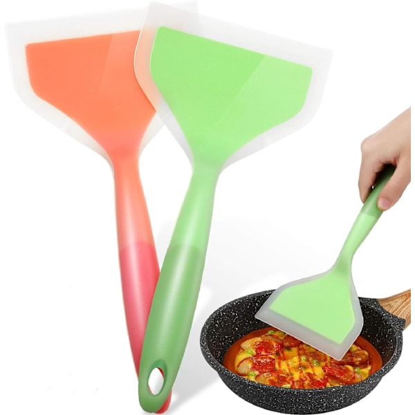 2 stk. silikonespatler, bred spade, bredvender, nonstick stegt