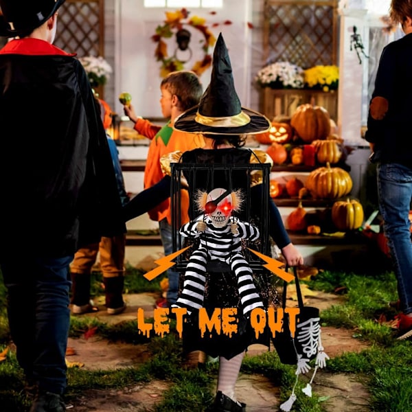 Animert Halloween-hengende spøkelseshengende dekorasjonsrekvisitt med skummel lyd Lyd- og berøringsaktivert sensor Animert Halloween-dekorasjon Fange