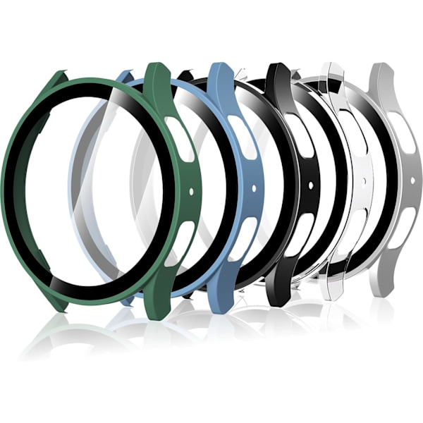 Skärmskyddsfodral Kompatibelt med Galaxy Watch 7 44mm, 5-pack - HD Hård PC Härdat Glas Skärmskydd Klar/Svart/Stjärnljus/Grön/Blå 44mm