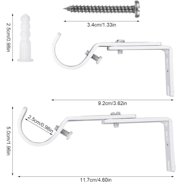 3 stk gardinstangbraketter - Justerbar tung gardinstangbrakett