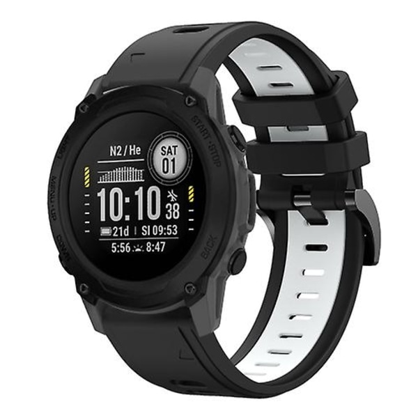 Til Garmin Descent G1 22mm To-farvet Sports Silikonurrem QCB Black-White