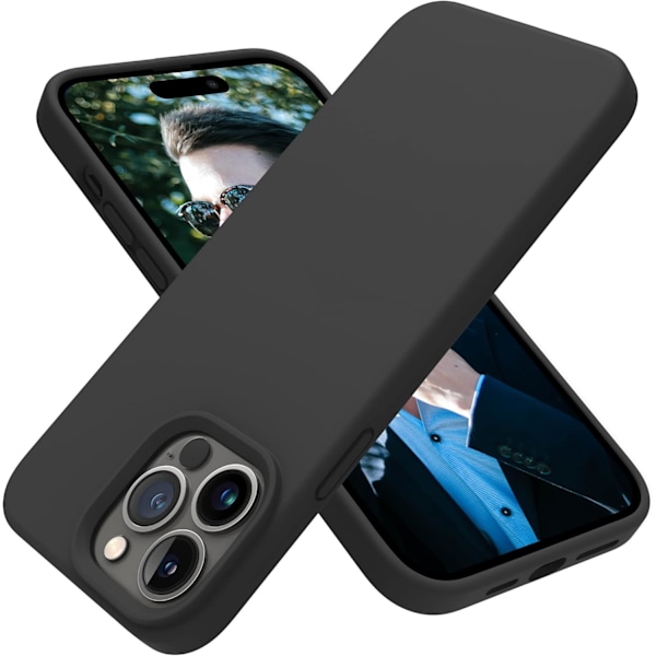 Designat för iPhone 14 Pro Max Skal, Stötsäkert Slimmat Tunt Telefonskal i Silikon för iPhone 14 Pro Max 6.7 tum (Svart) Svart