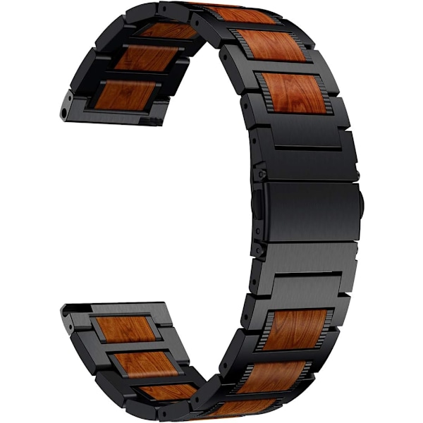 Kompatibel med Galaxy Watch 7/6 Classic 47mm/43mm/40mm/44mm Band, 20mm trä röd sandelträ metallrem kompatibel med Garmin Venu/Vivoactive
