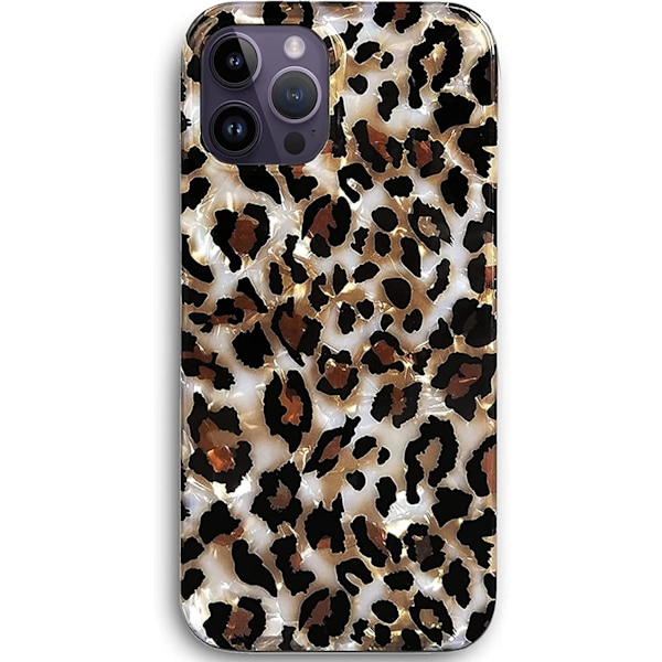iPhone 14 Pro Cover, Luksus Glitrende Klar Leopard Silikone Cover, 6.1 ih Cheetah Design til Piger & Kvinder Bling