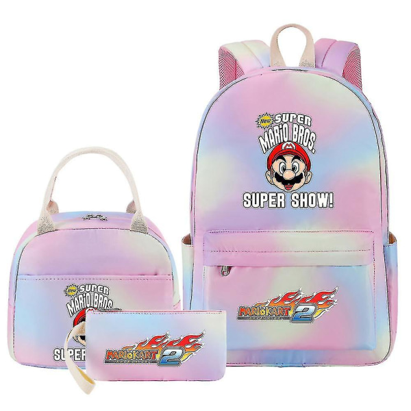 Kawaii Super Mario Girl Kids Lunsjposer - Rainbow Galaxy Bookbags - Dame Tenåringer Skolesekker - Reise Laptop Ryggsekk 1