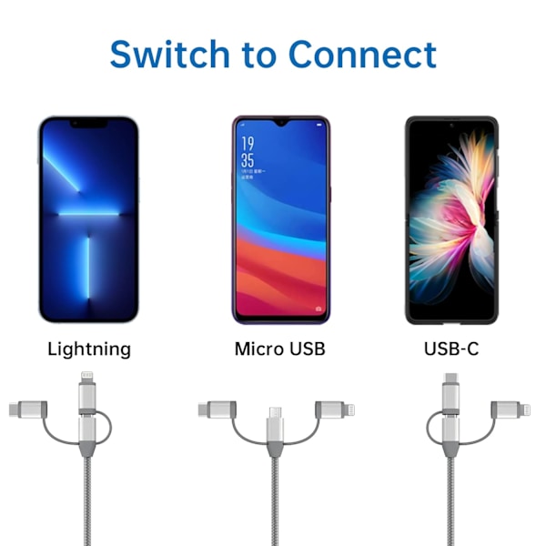 Apple Mfi-certifierad 3-i-1-adapter för laddningssladd