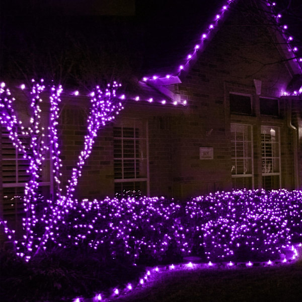 Lilla Halloween Net Lights til Udendørs - 360 LED Net Lights Vandtætte med Fjernbetjening, 12x5 ft Udvidelige 8 Tilstande Jule Net Lights med Grøn Ledning