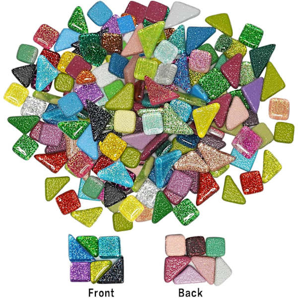 Assorterede farver glasmosaikfliser - 200g glitter krystalmosaiksten til håndværk