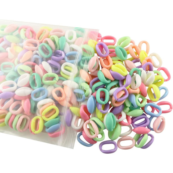 Akryl Kedjelänkar 300st Blandad Färg Oval Akryl Macaron Plast
