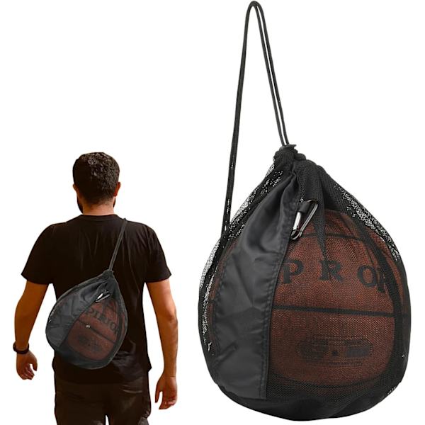 Enkel ballpose Mesh bærepose Sport spill ball oppbevaringspose Snøringsekk