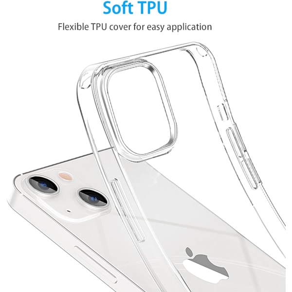 för iPhone 13 Skal Transparent, Mjukt Stötsäkert Skyddande Slimmad Tunn Telefon Bumper Fodral för iPhone 13 Transparent