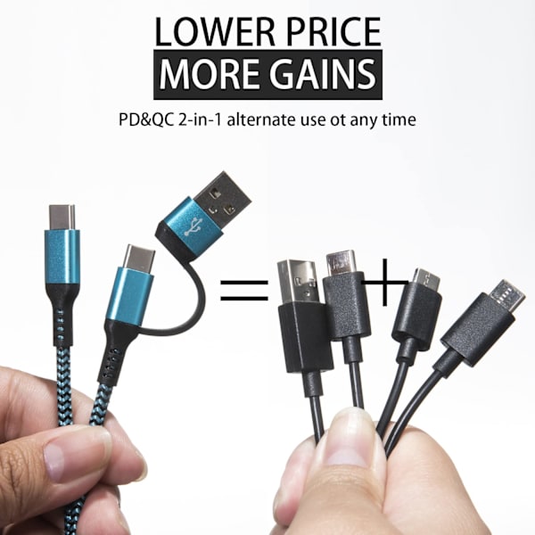 USB C till USB C-kabel, 60W 3-pack snabbladdningssladdar 6 Ft Qc