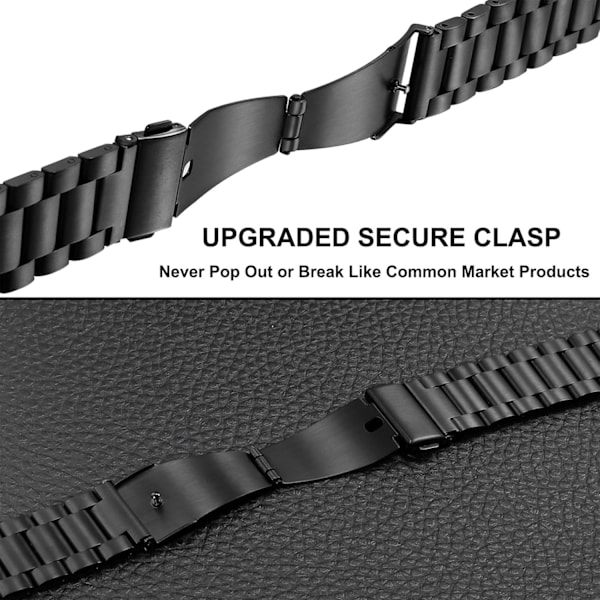 Remsæt til   Galaxy Watch 6 Classic 43mm 47mm 7 6 5 40mm 44mm/5 Pro 45mm/4/4 Classic 42mm 46mm, 20mm 2-pak Solid Stainless Steel Watchband +