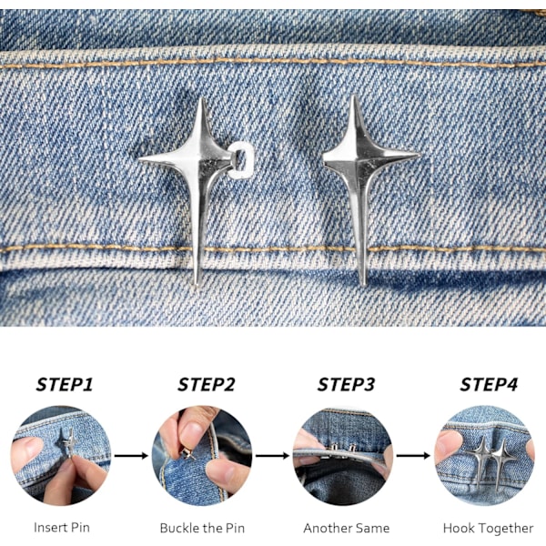 Firkant stjerne jeans knapper pins - Denim mode tilbehør
