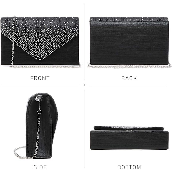 Dam satin aftonväska Rhinestone Clutch Purse Bröllop Bal Väska
