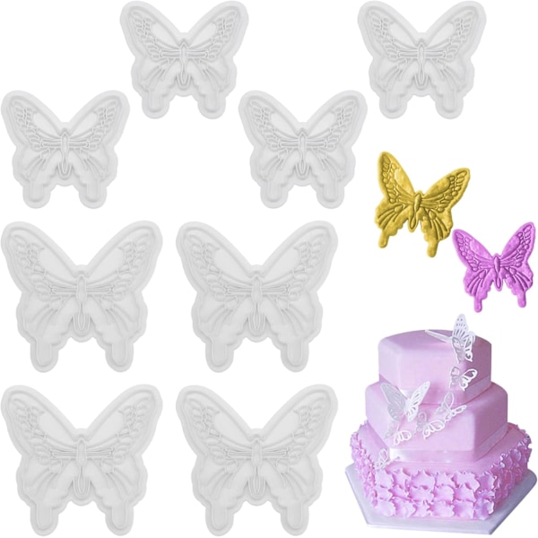 Fjärilsfondantform (8 st) - Sugarcraft-skärare för bröllopstårtor