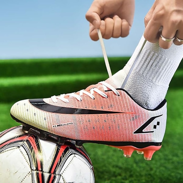 Fotbollsskor för män, pojkar, gräs, fotboll, friidrott, fotboll, utomhus, inomhus, sport, löpning, promenader, skor, sportstövlar red EU40