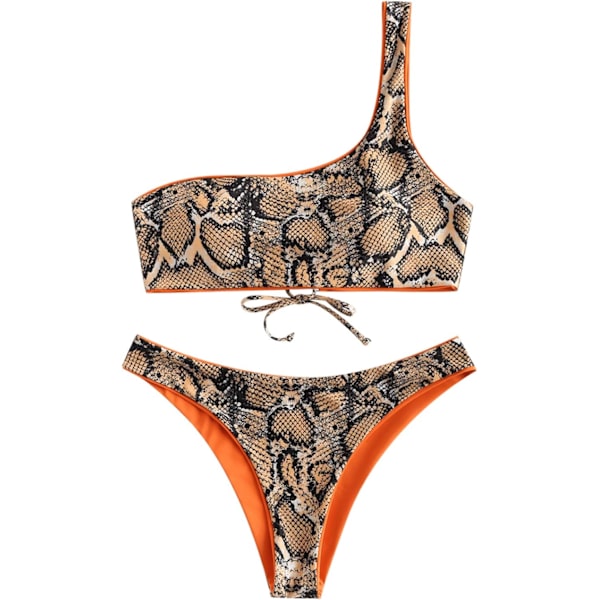 Bikinisett for kvinner med slangeskinn, polstret, snøring bak, todelt badedrakt