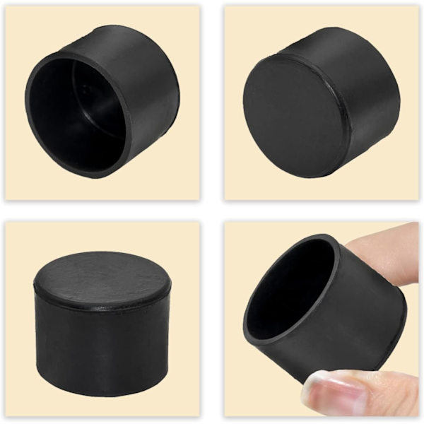 Möbelbordsöverdrag halkfria slitstarka gummibenspetsar stolsbensskydd golvskydd, runda, svarta, 4 st, storlek 45 mm, 1-3/4\" svart svart