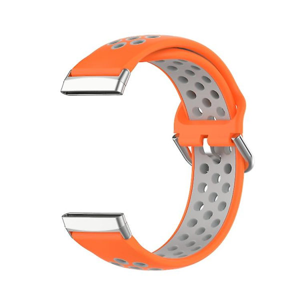 Tvåfärgat perforerat andningsbart silikonarmband för Fitbit Versa 3 GSR Orange-Grey