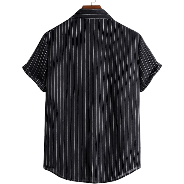 Herre Stripete Kort Ermet Skjorte Casual Button Down Topp