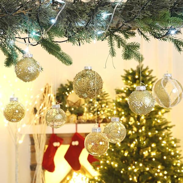 Julgranskulor Set - 70mm/2.76\" Guld Stora Oskadliga Glitter