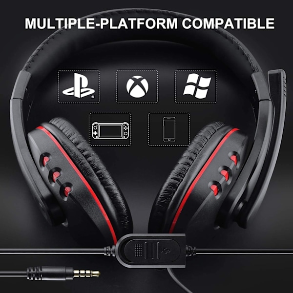 Spilhovedtelefoner til Ps4 Xbox One, Ps4 Headset med mikrofon