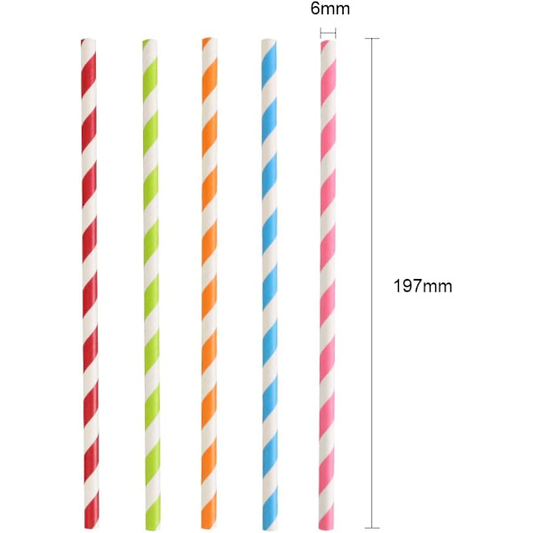 Biologiskt nedbrytbara papperssugrör: 100 st Rainbow Party sugrör
