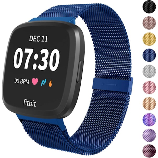 Metal Justerbar Udskiftningsarmbånd Magnetiske Remme Kompatibel Med Fitbit Versa/versa 2/versa Lite/se, Multi-farve Blue Large