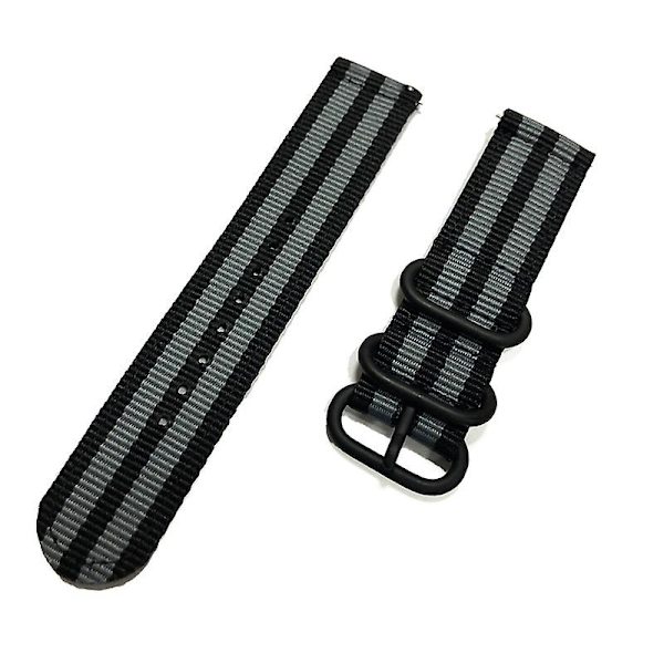 20mm 22mm Rem til Samsung Watch Galaxy 4/3/46mm/active 2/gear S3/amazfit Nylon Rem Armbånd Huawei Gt/2/2e/3/pro Rem black gray 18mm