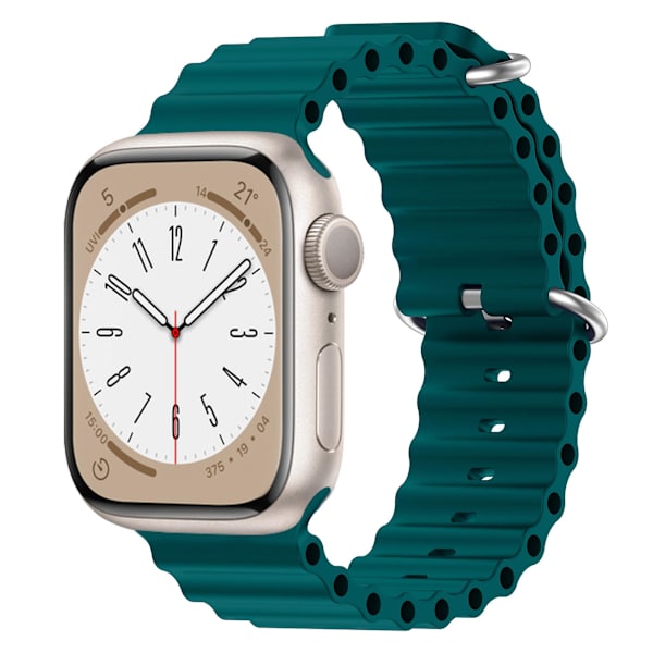 Ocean Armband för Apple Watch Band 44mm 40mm 45mm 41mm 49mm 42mm 38mm Smartwatch Silikon Armband Iwatch Ultra Serie 7 6 3 Se 8 Official Green 38 40 41mm