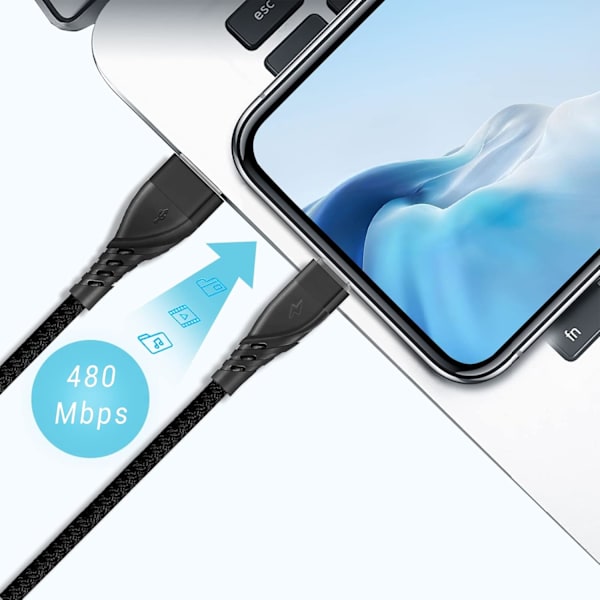 Android-laderkabel [2-pakke/3,3 fot]. Micro USB-kabler Hurtiglader