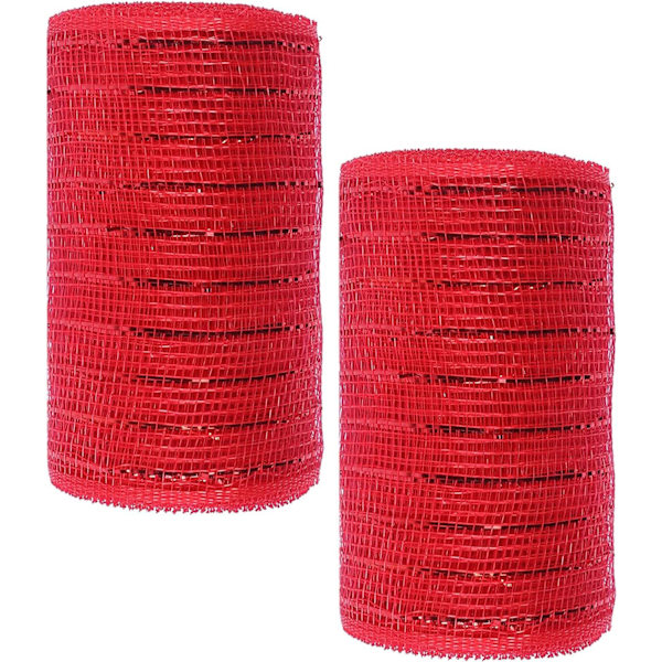2-pack 10\" metallisk polymesh-band (totalt 20 yards, röd)