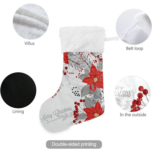 Julklapp, Personliga Julklappsstrumpor 2-pack Julstjärna Julgran Krans 45,7 cm Julstrumpor Hängande Ornament Kam