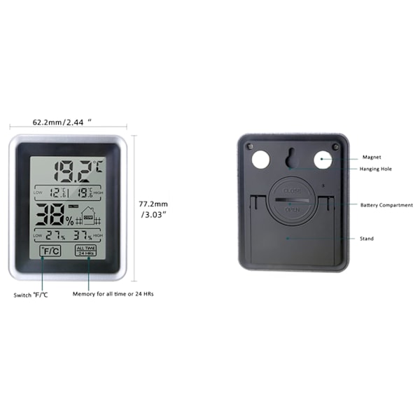 Indendørs husholdningstermometer. Hygrometer. Husholdning