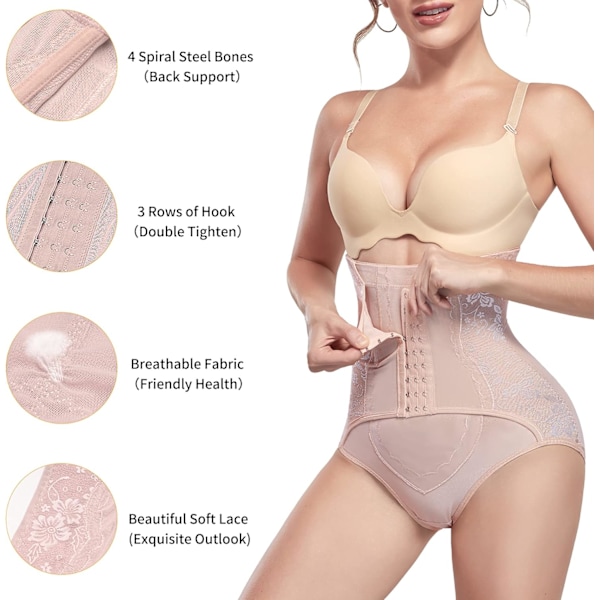 Kvinnors rumplyftande shapewear högt midje magkontroll body shaper shorts midja