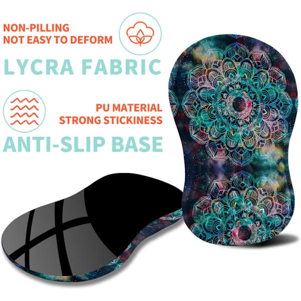 Ergonomisk musepude håndledsstøtte med memory foam massage blå, karpaltunnelsmerter lindring musemåtte håndledsstøtte til mus (12x8 tommer, Mandala)