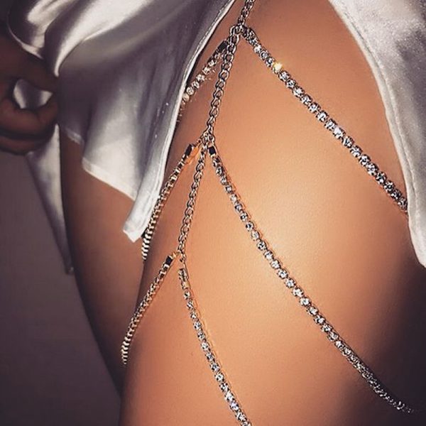 Multi Rhinestone Tofs Benkedja til kvinder