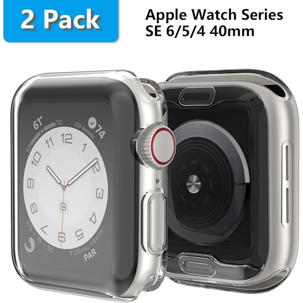 för Apple Watch 38mm Skal iWatch Skärmskydd TPU Allround Skyddande Skal Klar Ultratunn Skydd för Serie 3, 2-pack (Klar, för 38mm Apple Wa