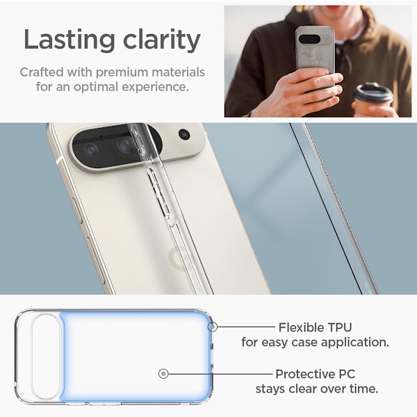 Ultra Hybrid Skal Designat för Pixel 9/Pixel 9 Pro Skal (2024) [Anti-Gulning], [Militärklassat Skydd] - Kristallklart Kristallklart