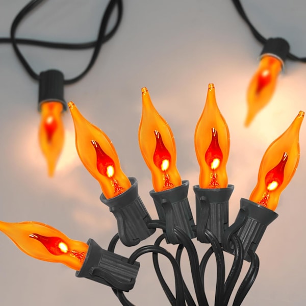 C18 Flimrande Flamsträngslampor, 10Ft  Stränglampor med 10 Flimrande Flamlampor för Utomhusträdgård Hem Halloweenfest, Klar Klar
