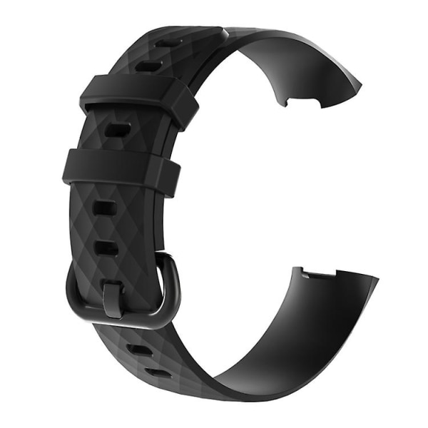 Diamant mønster silikone urbånd til Fitbit Charge 4 Stor størrelse: 210*18 mm XFY Black