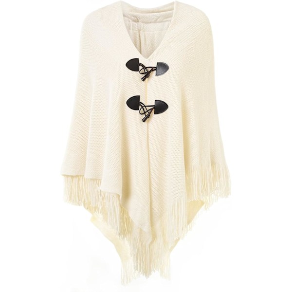 Snygg Hornknapp Rutig Poncho V-ringning, V-fåll